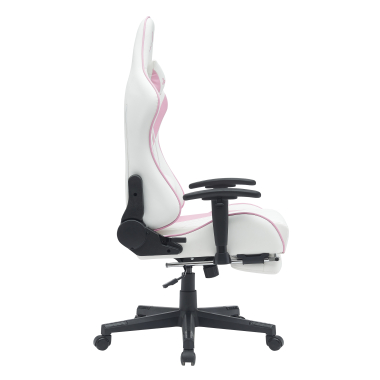 sedia gaming bianco rosa epic ecopelle braccioli mobili cuscino lombare e cervicale poggiatesta poggiapiedi estensibile 7