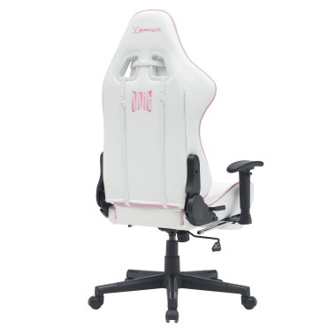 sedia gaming bianco rosa epic ecopelle braccioli mobili cuscino lombare e cervicale poggiatesta poggiapiedi estensibile 8