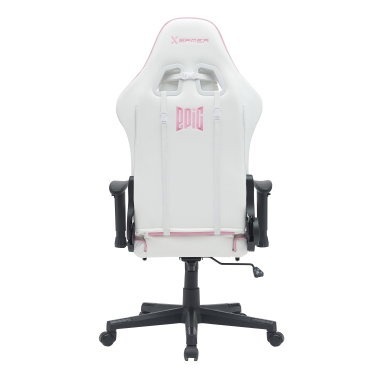 sedia gaming bianco rosa epic ecopelle braccioli mobili cuscino lombare e cervicale poggiatesta poggiapiedi estensibile 5
