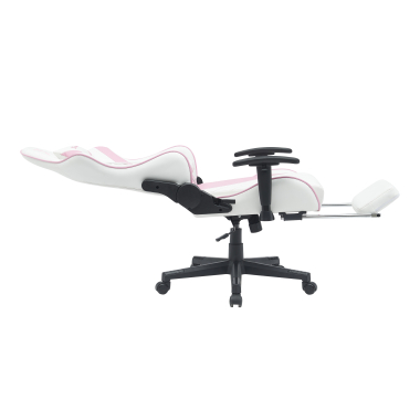sedia gaming bianco rosa epic ecopelle braccioli mobili cuscino lombare e cervicale poggiatesta poggiapiedi estensibile 4