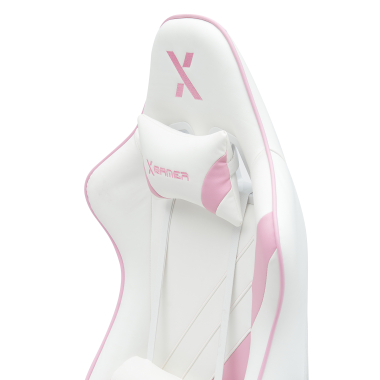 sedia gaming bianco rosa epic ecopelle braccioli mobili cuscino lombare e cervicale poggiatesta poggiapiedi estensibile 6