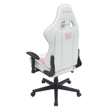 sedia gaming bianco rosa epic ecopelle braccioli mobili cuscino lombare e cervicale poggiatesta poggiapiedi estensibile 9