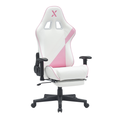 sedia gaming bianco rosa epic ecopelle braccioli mobili cuscino lombare e cervicale poggiatesta poggiapiedi estensibile 11