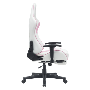 sedia gaming bianco rosa epic ecopelle braccioli mobili cuscino lombare e cervicale poggiatesta poggiapiedi estensibile 12