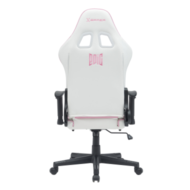 sedia gaming bianco rosa epic ecopelle braccioli mobili cuscino lombare e cervicale poggiatesta poggiapiedi estensibile 13