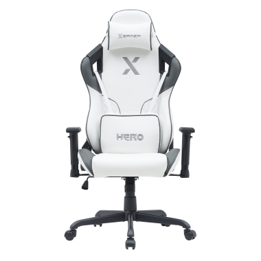 sedia gaming bianco grigio hero ecopelle braccioli mobili cuscino lombare e cervicale poggiatesta 3