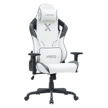 sedia gaming bianco grigio hero ecopelle braccioli mobili cuscino lombare e cervicale poggiatesta 1