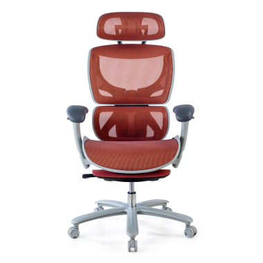 sedia ergonomica bianco rosso struttura bianca rete transpirante braccioli regolabili 3d poggiatesta poggiapiedi estensibile 3