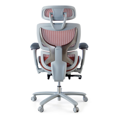 sedia ergonomica bianco rosso struttura bianca rete transpirante braccioli regolabili 3d poggiatesta poggiapiedi estensibile 7