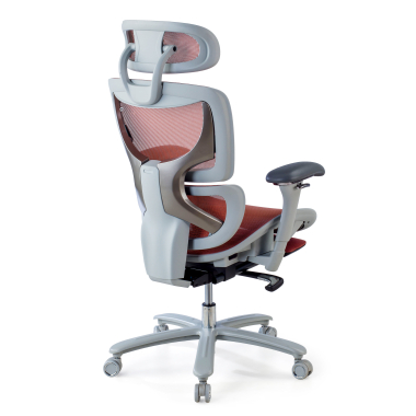 sedia ergonomica bianco rosso struttura bianca rete transpirante braccioli regolabili 3d poggiatesta poggiapiedi estensibile 8
