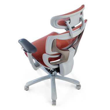 sedia ergonomica bianco rosso struttura bianca rete transpirante braccioli regolabili 3d poggiatesta poggiapiedi estensibile 9