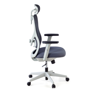 sedia da ufficio bianco grigio struttura bianca rete transpirante braccioli regolabili 1d supporto lombare poggiatesta 5
