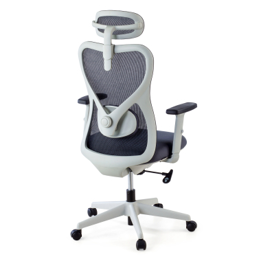 sedia da ufficio bianco grigio struttura bianca rete transpirante braccioli regolabili 1d supporto lombare poggiatesta 7