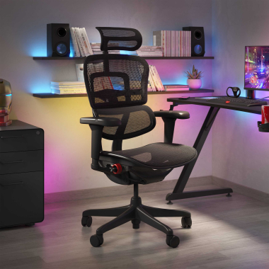 sedia gaming nero struttura nera gaming rete transpirante braccioli regolabili 5d supporto lombare poggiatesta 2
