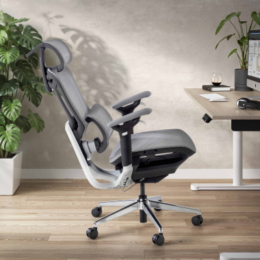 sedia ergonomica grigio valkyr rete transpirante braccioli regolabili 4d doppio supporto lombare poggiatesta 3