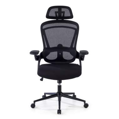 sedia ergonomica nero optima rete transpirante braccioli ribaltabili doppio supporto lombare poggiatesta 3
