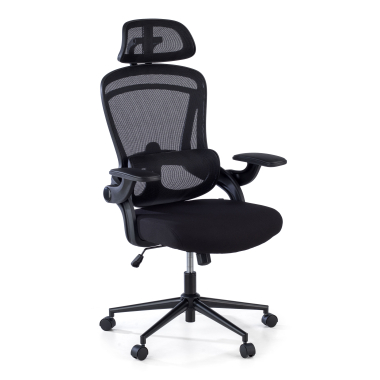 sedia ergonomica nero optima rete transpirante braccioli ribaltabili doppio supporto lombare poggiatesta 1