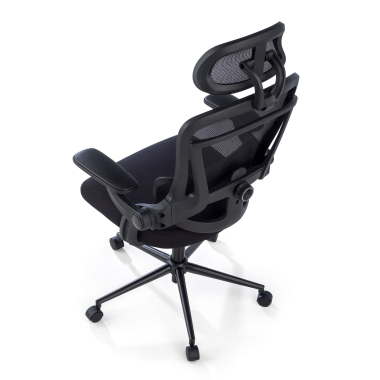 sedia ergonomica nero optima rete transpirante braccioli ribaltabili doppio supporto lombare poggiatesta 9