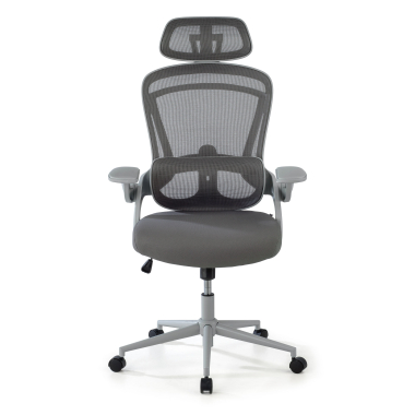 sedia ergonomica bianco grigio optima rete transpirante braccioli ribaltabili doppio supporto lombare poggiatesta 3