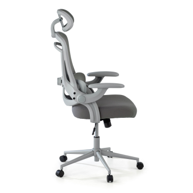 sedia ergonomica bianco grigio optima rete transpirante braccioli ribaltabili doppio supporto lombare poggiatesta 4