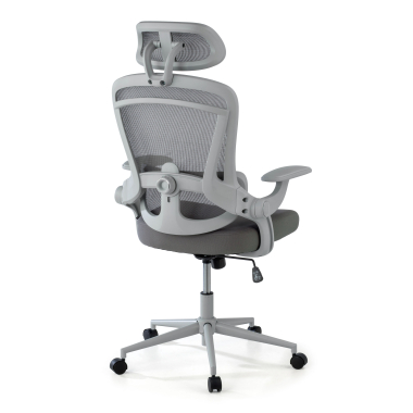 sedia ergonomica bianco grigio optima rete transpirante braccioli ribaltabili doppio supporto lombare poggiatesta 7