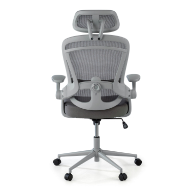 sedia ergonomica bianco grigio optima rete transpirante braccioli ribaltabili doppio supporto lombare poggiatesta 8