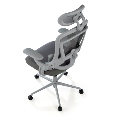 sedia ergonomica bianco grigio optima rete transpirante braccioli ribaltabili doppio supporto lombare poggiatesta 9