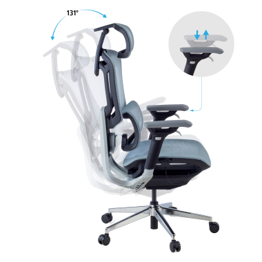 sedia ergonomica blu valkyr rete transpirante braccioli regolabili 4d doppio supporto lombare poggiatesta 4