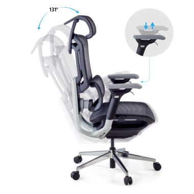 sedia ergonomica nero valkyr rete transpirante braccioli regolabili 4d doppio supporto lombare poggiatesta 4