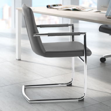 outlet sedia da ufficio grigio dallas ecopelle braccioli fissi 2