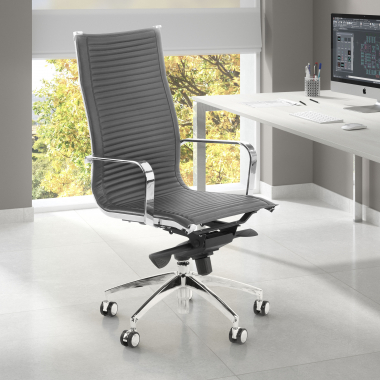 outlet sedia da ufficio grigio brenton ecopelle braccioli fissi 2