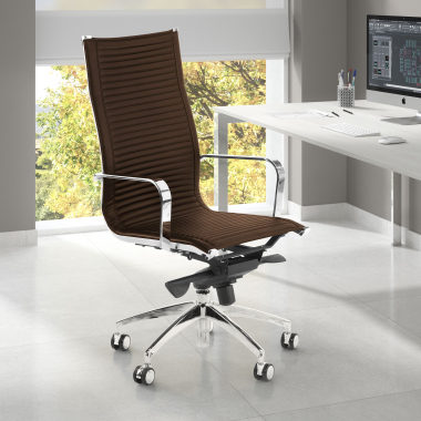 outlet sedia da ufficio marrone brenton ecopelle braccioli fissi 2