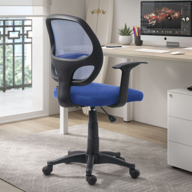 outlet sedia da ufficio blu one rete transpirante braccioli fissi 2