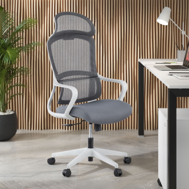 outlet sedia da ufficio bianco grigio nebula rete transpirante braccioli fissi 2