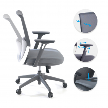 outlet sedia da ufficio grigio five rete transpirante braccioli mobili 3